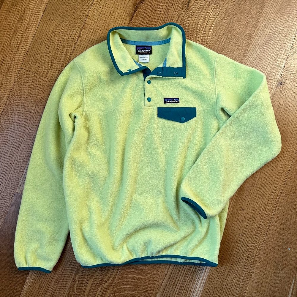 PATAGONIA Womens Lightweight Synchilla Snap-T Fleece Pullover L Mayan Yellow